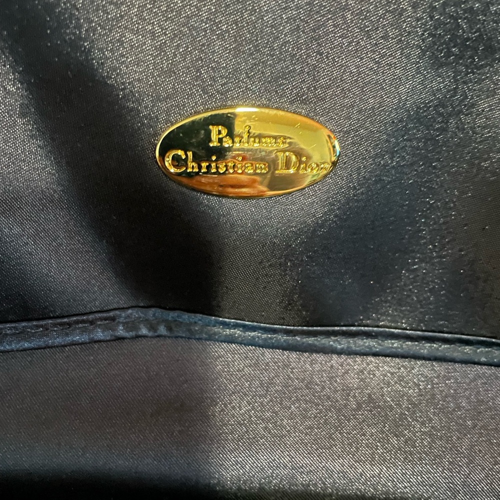 ✨ Vintage Christian Dior Parfums Black Satin Cosmetic Bag Vanity/Beauty Case - Picture 2 of 13